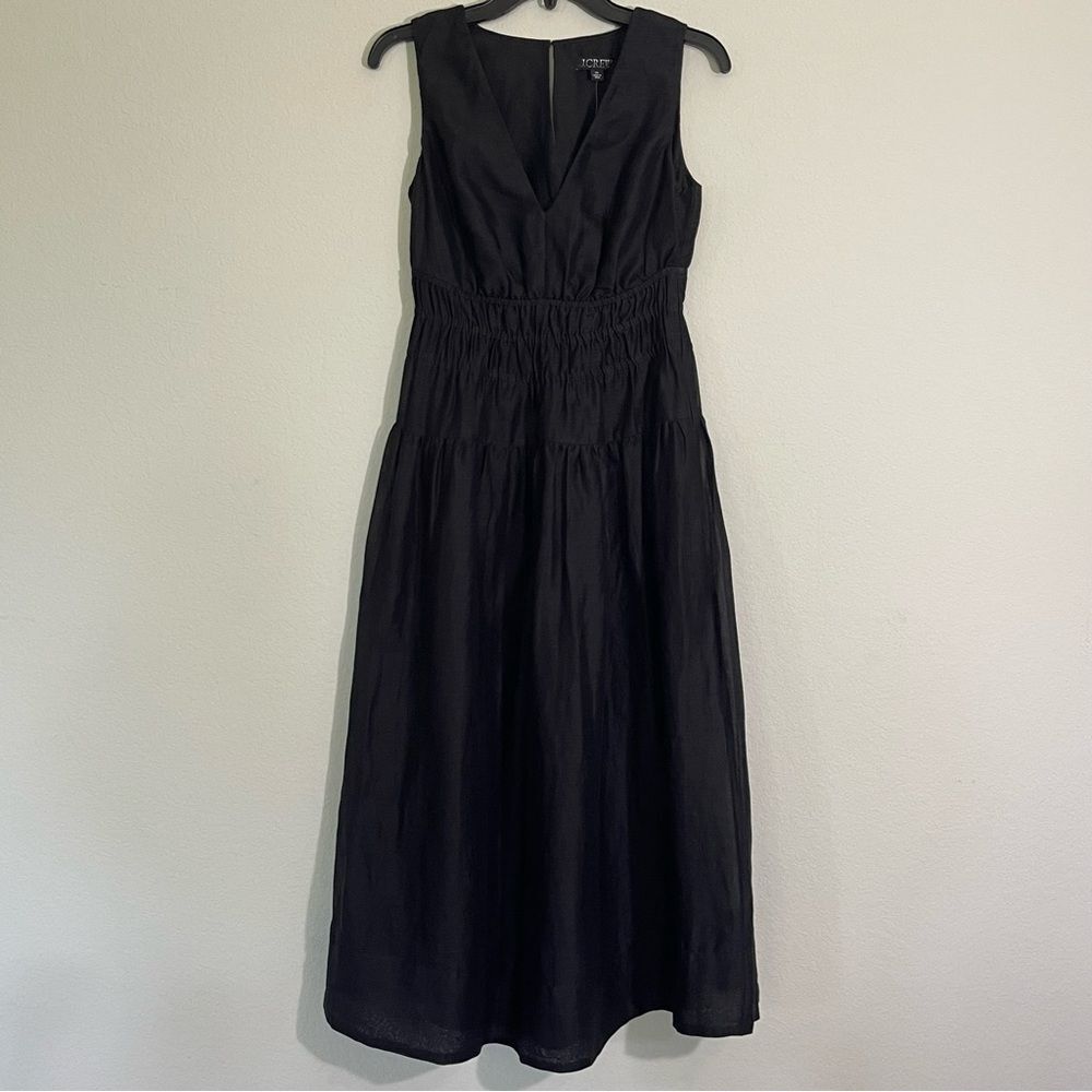 J Crew Hyacinth V-Neck Dress in Ramie in Black Size XS NWT - Picture 5 of 15